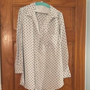 White Polka Dot Button-Up Shirt